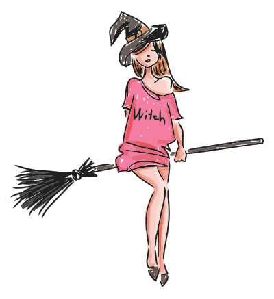 Cute Young Witch Sketch clipart