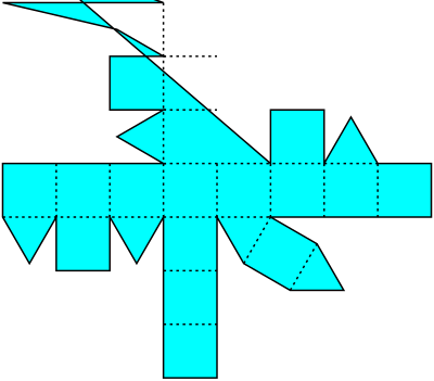 Cyan Rhombicuboctahedron Net clipart
