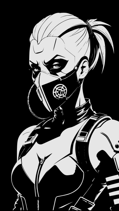 Cybergoth woman in face mask clipart