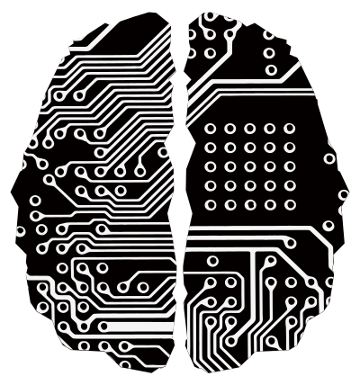 Cybernetic Brain Line Art Inverted clipart