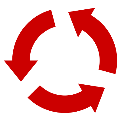 Cycle of 3 red arrows clipart
