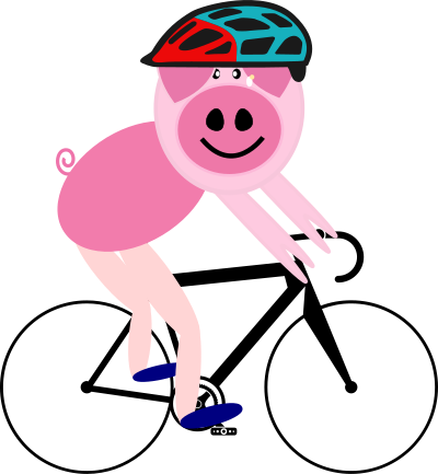 Cycling pig clipart