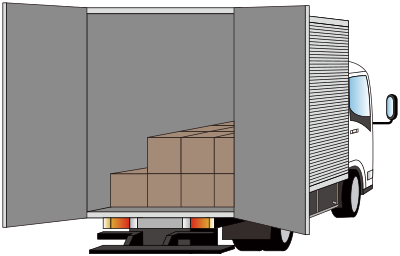 Delivery truck - rear side opened clipart