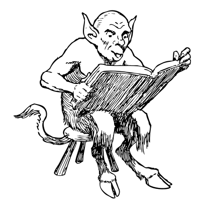 Demon reading book clipart