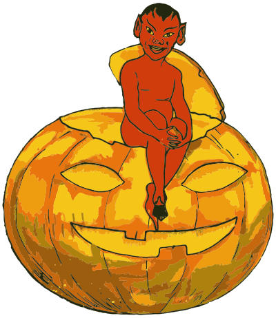 Demon Sitting On Jack O Lantern clipart