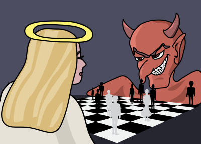 Demon vs angel chess game clipart