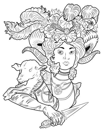 Demonic Lady Line Art clipart