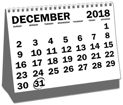 Desk Calendar December 2018 clipart