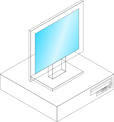 Desktop computer with monitor on top clipart