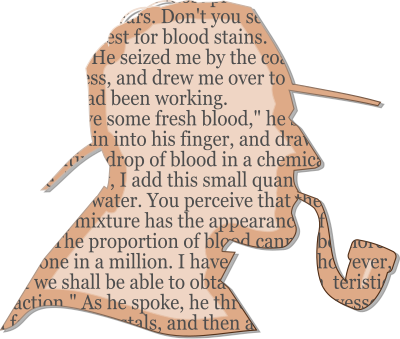 Detective Profile Silhouette on pulp paper clipart