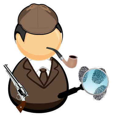 Detective with pipe and magnifying glass clipart
