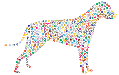Dog Hearts Silhouette Prismatic 2 clipart