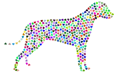 Dog Hearts Silhouette Prismatic clipart