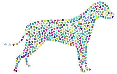 Dog Hearts Silhouette Prismatic 3 clipart