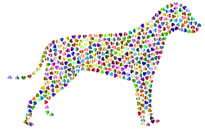 Dog Hearts Silhouette Prismatic 4 clipart