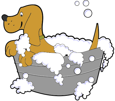 Dog In Washing Tub clipart