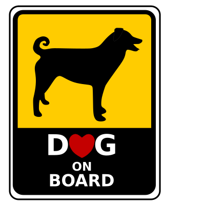 Dog on Board with floppy ears and curled tail clipart