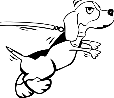Dog on leash (Cartoon) clipart