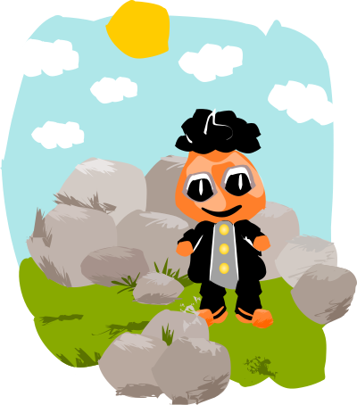 Doll between rocks clipart