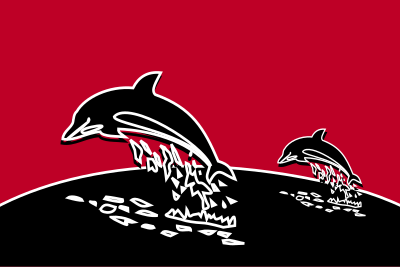 dolphin tandem with redBG clipart