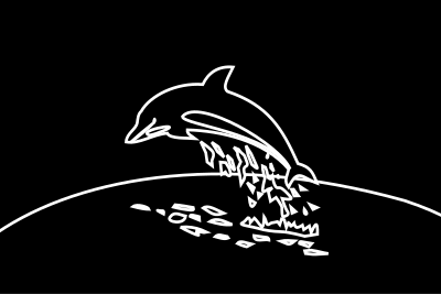 dolphin white blackBG clipart