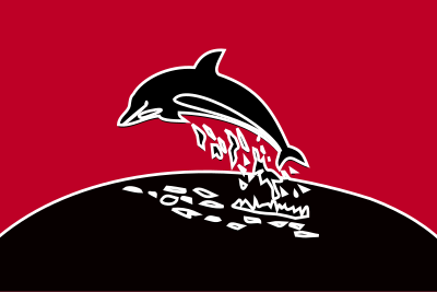 dolphin with shadow and redBG clipart