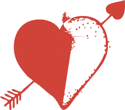 Doodle heart with arrow clipart