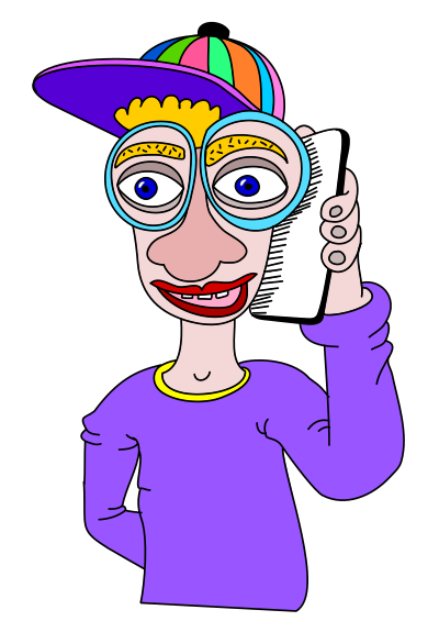 doodle - NERD with SMARTPHONE clipart