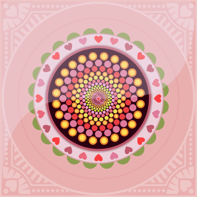Dot Mandala with Hearts - Peach Color clipart
