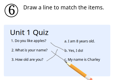 Draw a line to match the items clipart