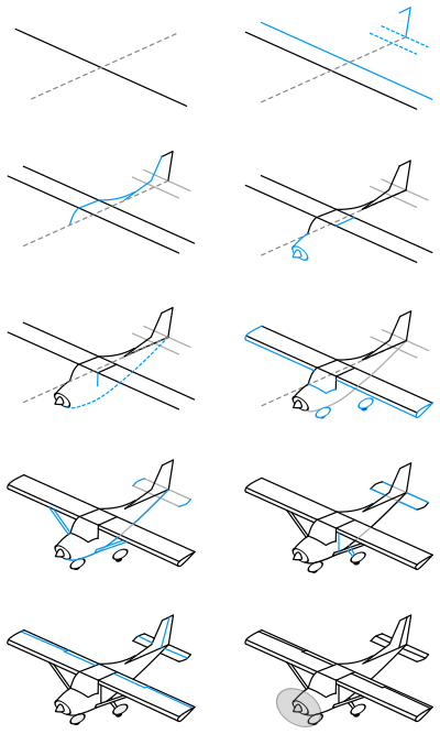 Draw a single engine airplane clipart