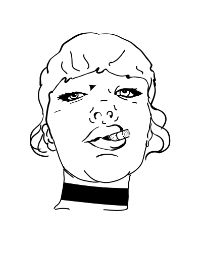 Drawing of a Smoking Girl Head clipart