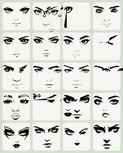 Drawing of Faces - Female Characters 1 clipart