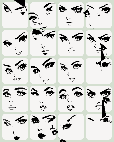 Drawing of Faces - Female Characters 2 clipart