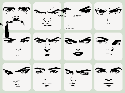 Drawing of Faces - Male Characters clipart