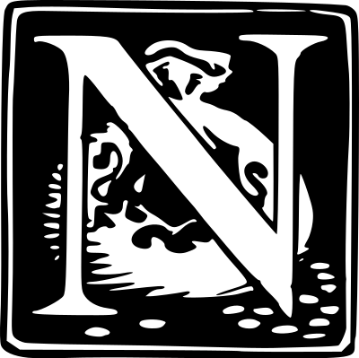 Drop Cap N and a Bag clipart
