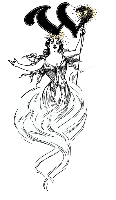 Drop Cap W - Witch - Colour clipart