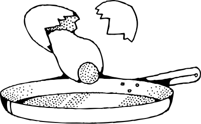 Egg going in a pan clipart