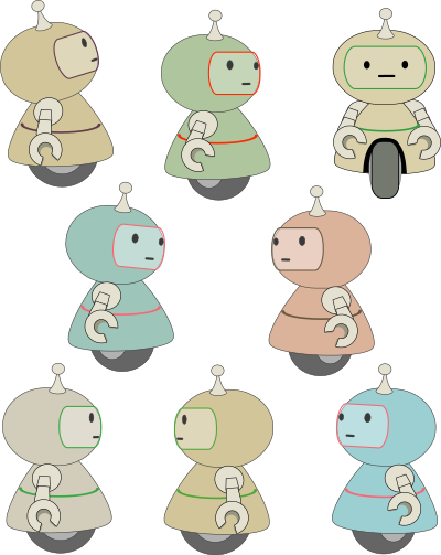 Eight little robots clipart