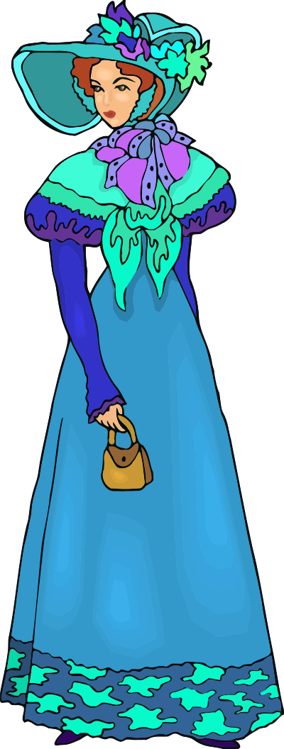 Elegant lady in blue clipart
