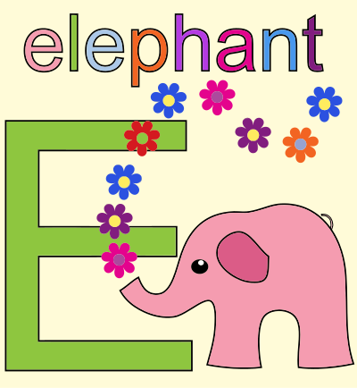 Elephant Alphabet E clipart