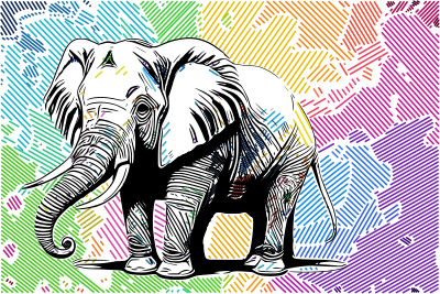 Elephant in a Rainbow clipart