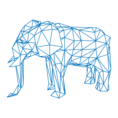 Elephant outline low-poly shape clipart