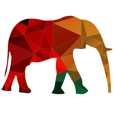 Elephant silhouette colour low poly clipart