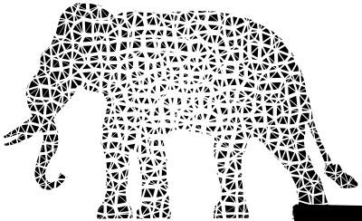 Elephant Silhouette Flying Apart 2 clipart