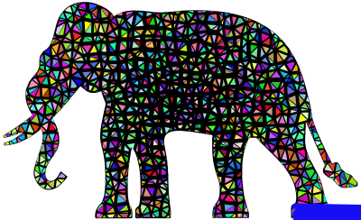 Elephant Silhouette Flying Apart 2 With Background clipart
