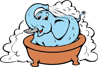 Elephant washing clipart