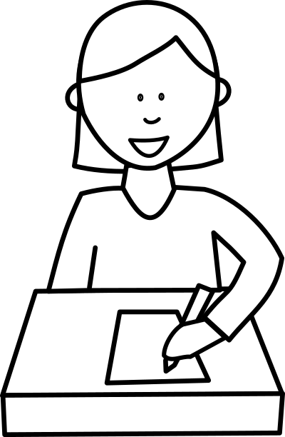 Élève écrivant / Student writing clipart