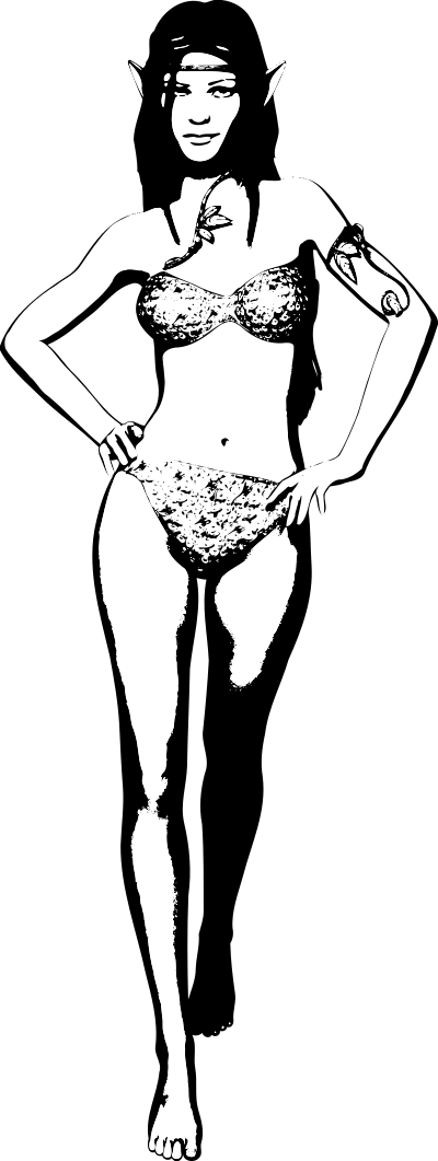 Elf 2 (black and white) clipart