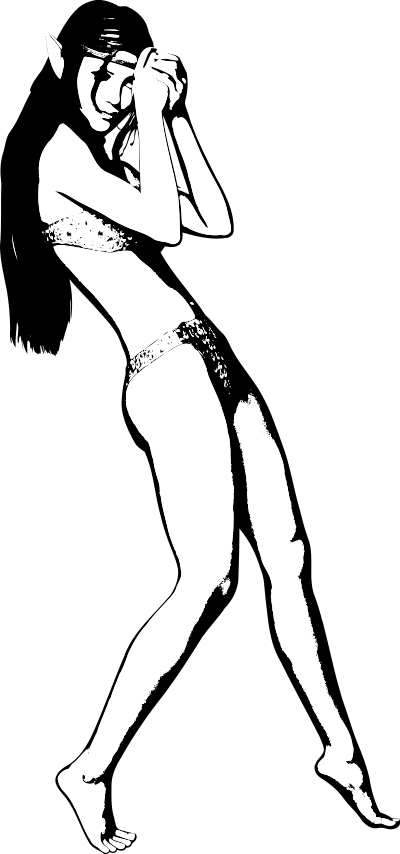 Elf (black and white) clipart